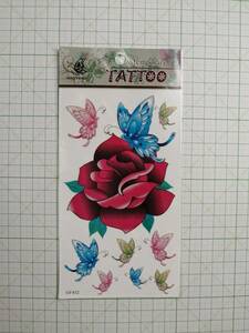 ◆ TATTOO シール タトゥー 刺青 入墨 薔薇 ばら 蝶 チョウ カラー ◆