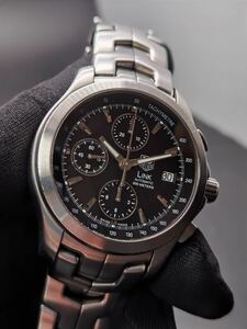 中古 保証カードあり タグホイヤー TAG HEUER リンク CJF2110.BA0576 クロノグラフ デイト 黒文字盤 SS 自動巻き メンズ 腕時計