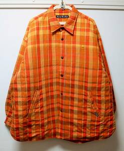 ★Acne Studios アクネストュディオズ 　パディングシャツジャケット　オレンジチェック　サイズM オーバーサイズ　ビッグシルエット★