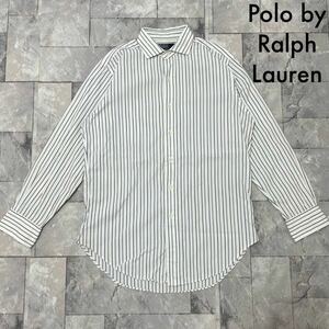 Polo by Ralph Lauren ポロ ラルフローレン ストライプ 長袖シャツ カジュアル フォーマル 39-82 サイズM相当 玉SS1675