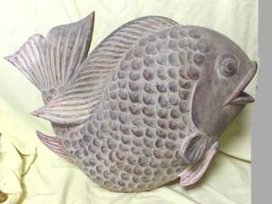 陶製　タイの置物　検索　鯛　魚　重たく大きい　お手渡しのみ