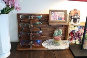 メガネ 置き 展示 ラック アンティーク ディスプレイ スタンド 眼鏡 ウォールシェルフ ハンドメイド ケース ビンテージ 収納 木製 20jaco