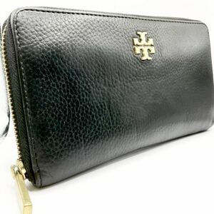 美品 TORY BURCH トリーバーチ 長財布 メンズ ラウンドファスナー ジッピーウォレット ロビンソン サフィアーノレザー 本革 ブラック 黒 