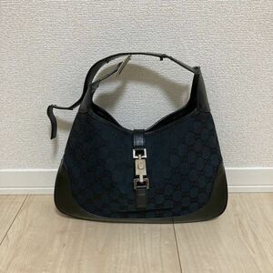 GUCCI グッチ ジャッキー ショルダーバッグ ハンドバッグ GGキャンバス 金具 レザー 3306 ブラック 