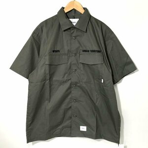 WTAPS 22SS BUDS SS COTTON.TWILL 半袖シャツ 22SS ショートスリーブ サイズ3 Lサイズ相当 グリーン系 ダブルタップス トップス A2389◆