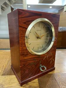 昭和レトロ　　センチュリー　昭和の木製　引き出し付き　置き時計　　難あり　　