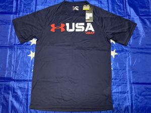 新品未使用品タグ付き　made in USA USAF / UNDER ARMOUR heat gear DRY Tシャツ　Mサイズ　ネイビー