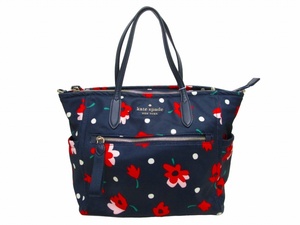 ケイトスペード KATE SPADE 2way ショルダーバッグ ハンドバッグ クロスショルダー メタルロゴ 花柄 ネイビー 0424 ■GY14 レディース