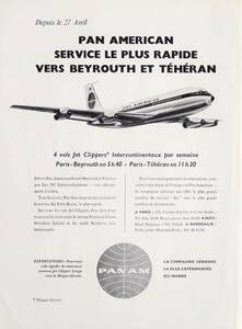 PAN AM パンナム パンアメリカン航空 広告 1960年代 Jet Clippers フランス広告 欧米 雑誌広告 ビンテージ ポスター風 インテリア 額装用