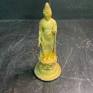 146 仏像 仏教美術 置物 立像 観音像 観音様 仏具 仏教 金属工芸 オブジェ 