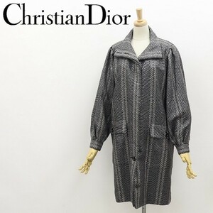 美品 ヴィンテージ●Christian Dior クリスチャン ディオール ラメ糸使用 オーバーシルエット ウール コート 9