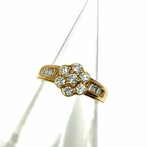 ▽▼ポンテヴェキオ PonteVecchio リング K18 ダイヤ 0.87ct 指輪 重量4.9g ダイヤモンド 花モチーフ 12号▼▽