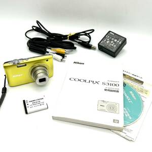 TY1112■【シャッター・フラッシュOK】Nikon ニコン COOLPIX クールピクス S3100 CAMERA カメラ デジタルカメラ デジカメ イエロー 