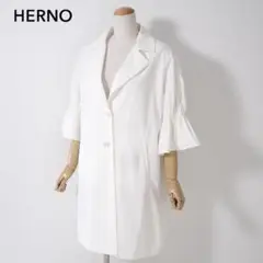 4-YD053 ヘルノ イタリア製 ホワイト 七分袖 コート レディース