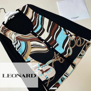 L29 ◎未使用級 LEONARD PARIS●さらっと綺麗な肌触り●上品なアクセント●高級カーディガン レオナール レディース トップス　花柄 