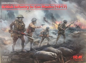 ICM　1/35　WWⅠ　British Infantry in Gas Masks (1917)　イギリス陸軍歩兵　ガスマスク装備４体セット　未組立キット