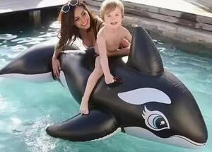 浮き輪 うきわ 浮き具 子供大人用 人気 フロート かわいい 水遊び用 家族 プール ビーチグッズ 遊具 海水浴 193*119cm ブラッククジラ