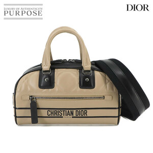 未使用 展示品 クリスチャン ディオール Chiristian Dior ヴァイブ スモール ボウリング バッグ 2way ハンド ショルダー レザー 90220503