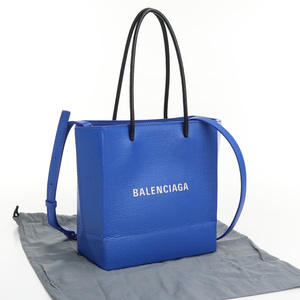 中古良品バレンシアガBALENCIAGAハンドバッグ ブランド ショッピングトート XXS レザー 597858 ブルー ランク：A us-2 2WAY ショルダー