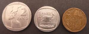 南アフリカ　(South Africa)　旧貨幣　１９９０～１９９４年　硬貨　３枚　送料無料