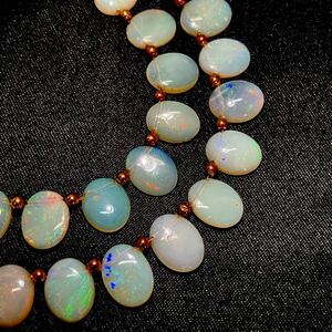 ［オパールネックレス］a ◎重量約14.6g opal necklace water white ホワイト 約46.5cm K18 遊色 合成 accessory jewelry silver DC0