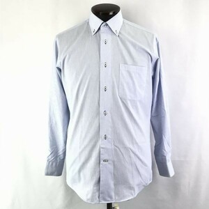 MODA RITORNO/モダリトルノ　長袖ドレスシャツ　メンズS　青×白ストライプ　管NO. 6-71