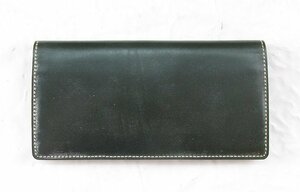 LYO16516 GANZO ガンゾ ブライドルレザー ロングウォレット 長財布 二つ折り ダークグリーン系 未使用