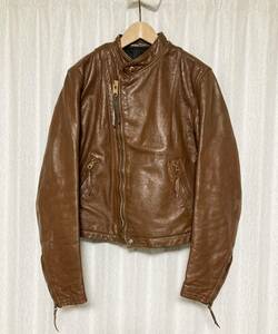 [70s Langlitz Leathers] CASCADE GOAT SKIN ゴートスキン キャスケード セミダブルライダース レザージャケット 70年代 ブラウン 山羊革