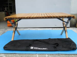 Hilander ハイランダー ロール ウッド テーブル 収納袋 付 高さ 約43cm アウトドア BBQ キャンプ 管理6CH0422G