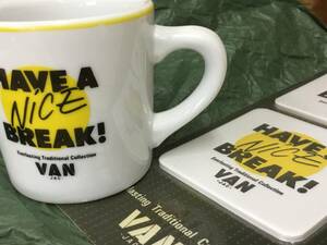 超希少 昭和 レトロ アイビー HAVE A BREAK！VAN JAC ヴァンヂャケット オールドマグカップ&コースター4枚セット VAN JACKET INC.