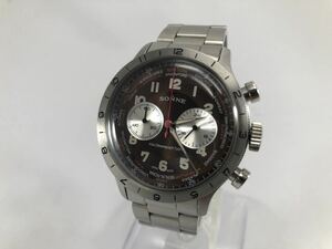 【稼働美品!!】ゾンネ クロノグラフ・ブラウン(茶色)文字盤[SONNE Chronograph QUARTZ]クォーツ式メンズ腕時計【中古品】