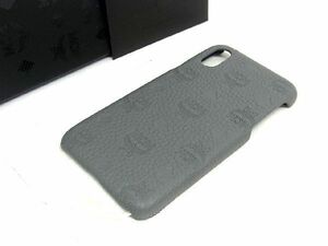 ■新品■未使用■ MCM エムシーエム モノグラム ヴィセトス柄 レザー iPhoneX/XS対応 アイフォン スマホケース カバー グレー系 AT1824