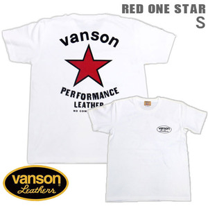 VANSON / バンソン 半袖Ｔシャツ VSS-13「RED ONE STAR」サイズXS ホワイト レッドワンスター 別注