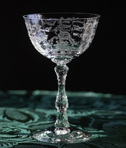 1940年代 フォストリア クリスタル ナバラ エッチング フラワー シャンパン カクテルグラス バーグラス 酒 ビンテージ アンティーク