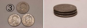 ○コイン(3）アメリカ アイゼンハワー 1ドル銀貨 3枚セット　1974年 重量約22.5g 直径 約38mm　LIBERTY