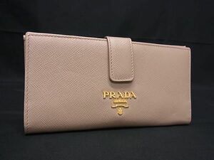 1円 ■美品■ PRADA プラダ サフィアーノレザー 二つ折り 長財布 ウォレット 札入れ 小銭入れ レディース ベージュ系 BJ2479