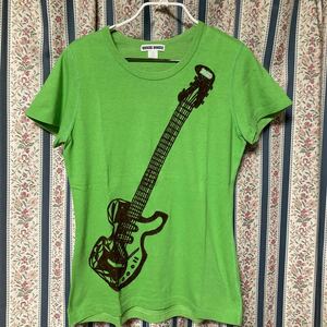 オゾンロックス OZONE ROCKS ギターイラストフロッキープリントTシャツ オーガニックコットン ベース 音楽 バンドT Tee 半袖Tシャツ