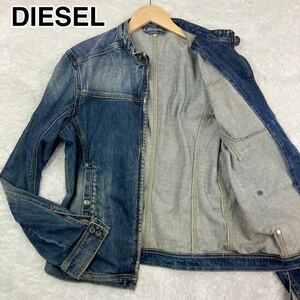 希少XL相当◎ディーゼル DIESEL デニム ライダース ジャケット ジップ ブルゾン インディゴブルー プレート メンズ Gジャン ブレイブマン