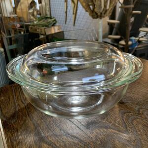 【23122604HT】vintage/PYREX/old pyrex/オールドパイレックス/Pyrex/パイレックス/耐熱ガラス食器/キャセロール/蓋付き/新品/dead stock