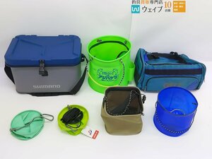 シマノ バッカンバッグ THGH、第一精工 アジバケツ 30cm、GETT フィッシングバッグ、水汲みバケツ 計7点セット