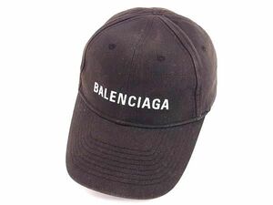 1円 BALENCIAGA バレンシアガ コットン100％ ベースボールキャップ 帽子 表記サイズ L 58cm レディース メンズ ダークグレー系 FA5171