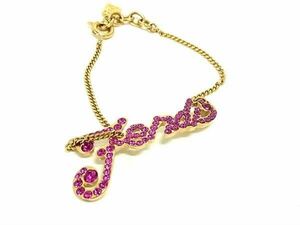 1円 ■美品■ FENDI フェンディ ラインストーン ブレスレット バングル アクセサリー レディース ゴールド系×ピンク系 AW9284