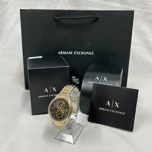 ▽▼【美品に近い】アルマーニ エクスチェンジ ARMANI EXCHANGE A/X 腕時計 クォーツ スモセコ コンビカラー×黒文字盤 メンズ AX1865▼▽