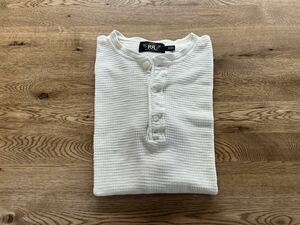 RRL ダブルアールエル ワッフル ニット ヘンリーネック Tシャツ 半袖 ホワイト Lサイズ 美品