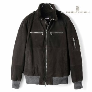 ◆【BRUNELLO CUCINELLI(ブルネロクチネリ)/秋冬/スエード加工ムートンフライトジャケット】[brc2380021-M]