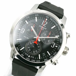 1円 稼働 極美品 箱/保証書付 TISSOT ティソ ピーアールシー PRC200 QZ クオーツ デイト スモセコ 黒文字盤 SS メンズ 腕時計 31320240416