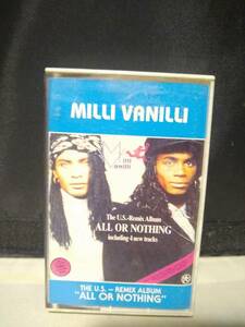 C8410　カセットテープ　Milli Vanilli All Or Nothing - The U.S. Remix Album　Hansa 409 979　マレーシア盤