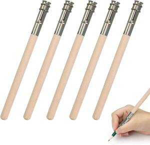 ADOFUN 鉛筆延長ホルダー 鉛筆補助軸 鉛筆エクステンダー 鉛筆ホルダー 5本セット ワンヘッド 鉛筆キャップ 鉛筆エクステン