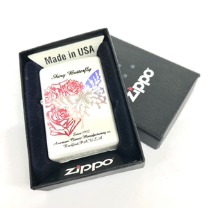 未使用品◆Zippo ジッポ ライター ◆箱付 ホワイト シャイニーバタフライ 喫煙グッズ