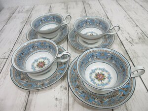 7.　１円　美品　ウェッジウッド WEDGWOOD フロレンティーンターコイズ FLORENTINE TURQUOISE　カップ＆ソーサー　４客 【星見】